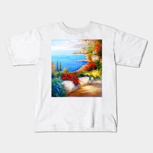 Blooming alley by the sea Kids T-Shirt